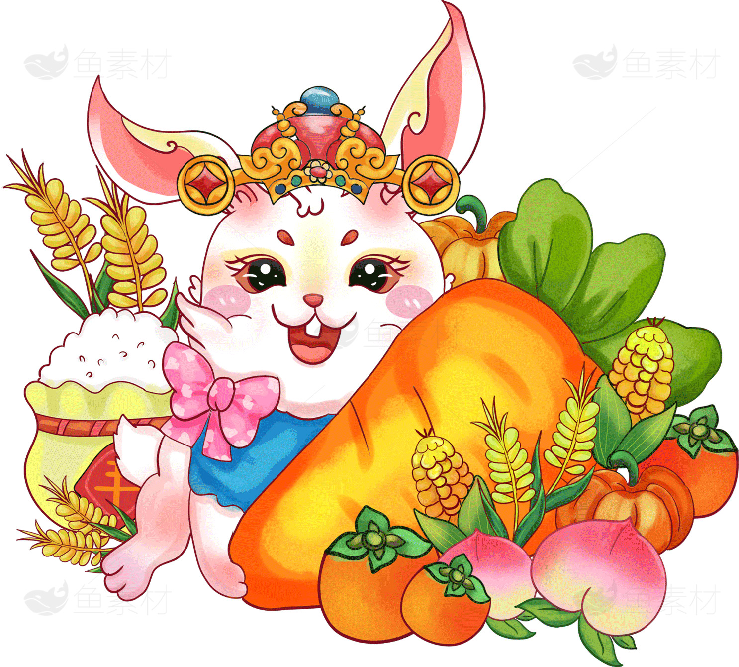 中秋节兔子与丰收插画素材