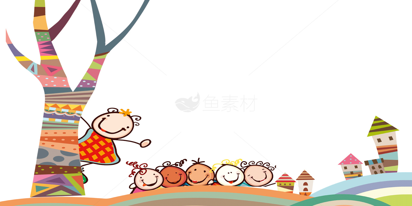 儿童插画：快乐的童年时光素材