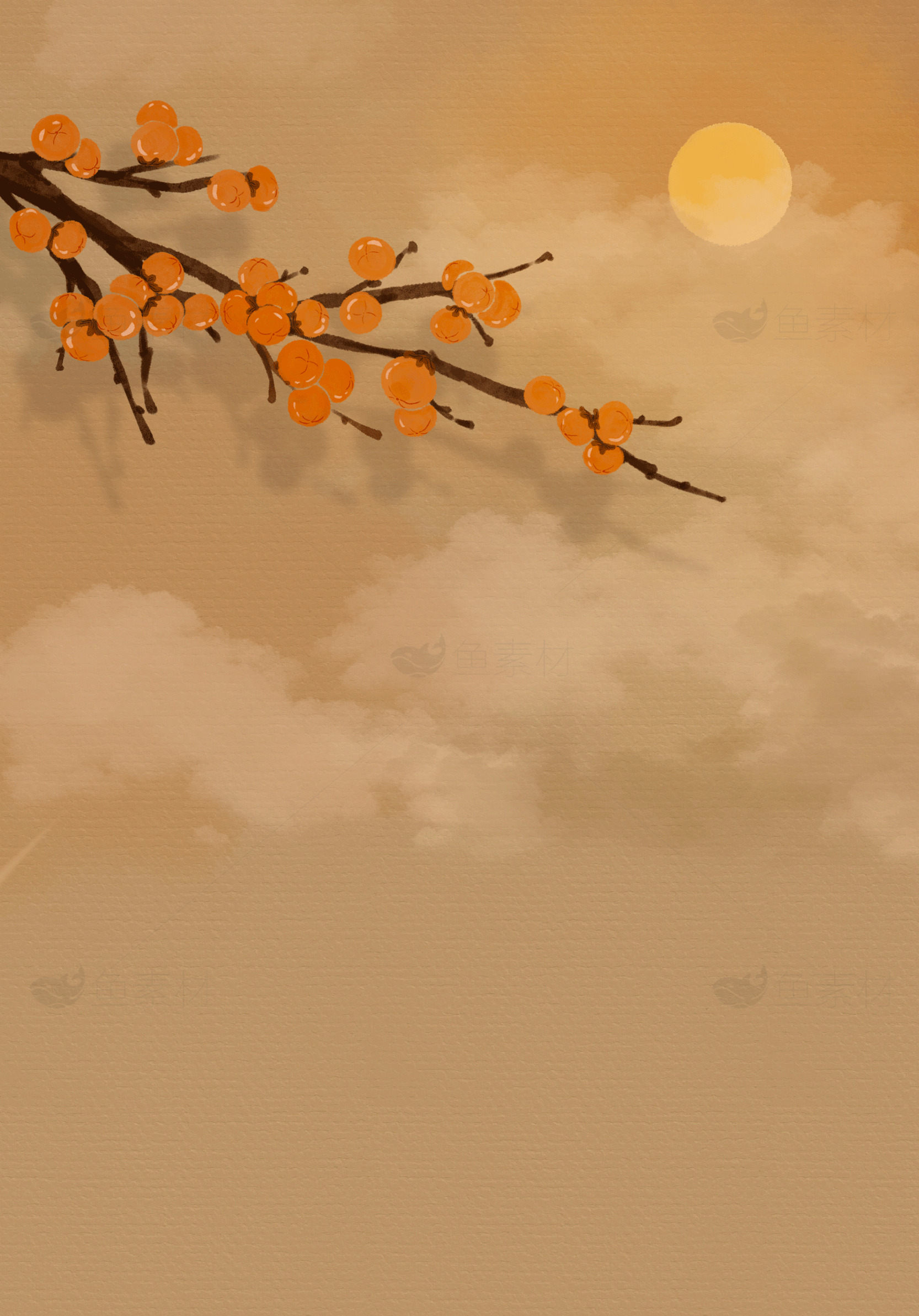 秋季橙色调插画背景素材