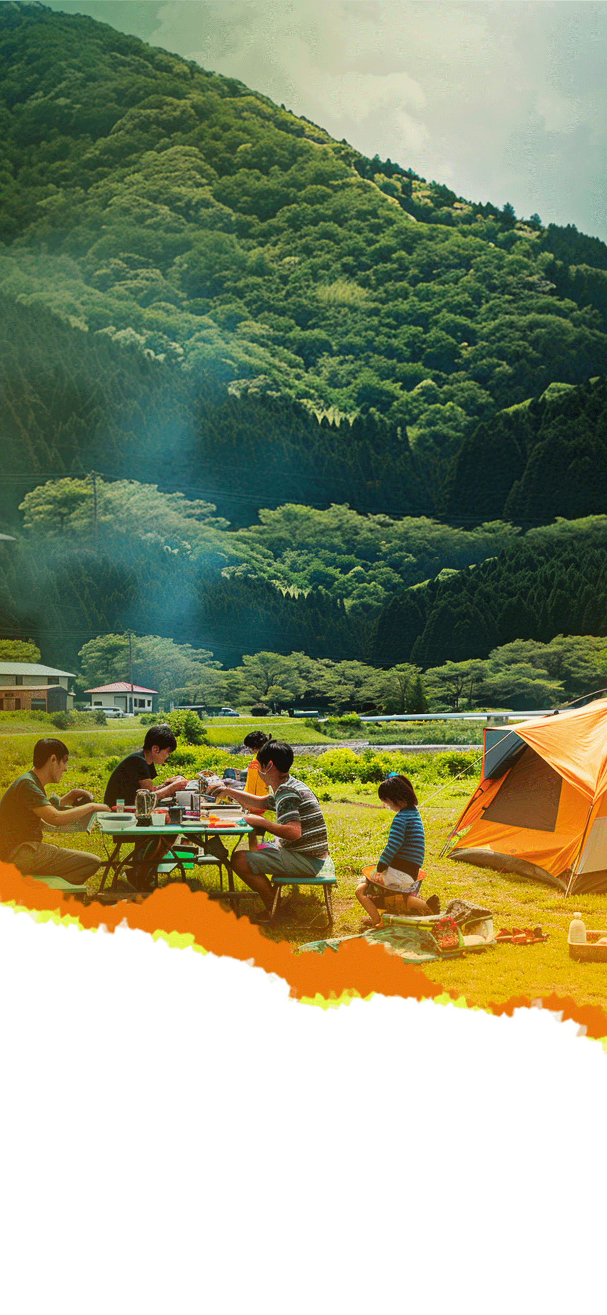 山间露营野餐：享受自然的完美假期素材