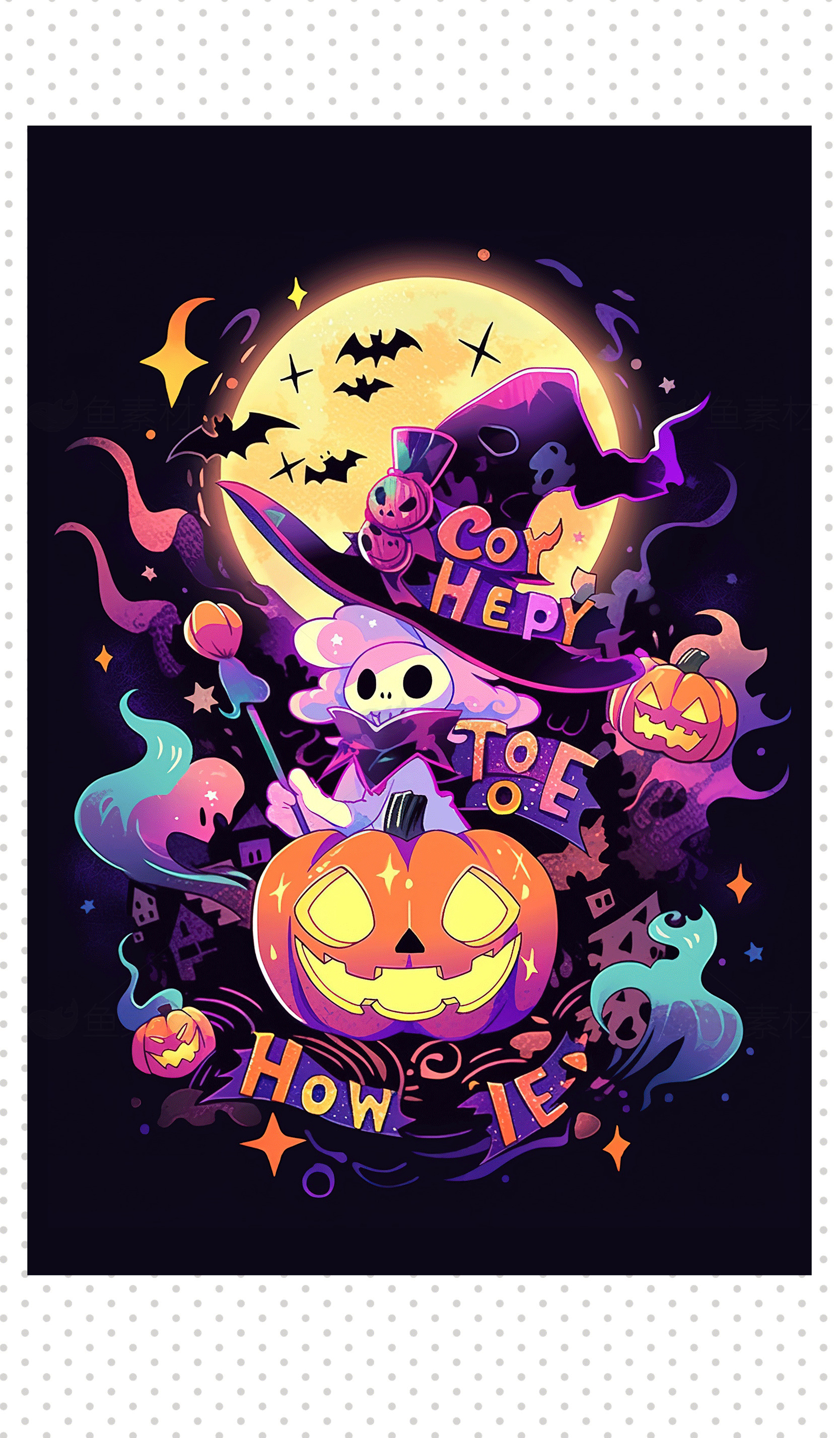 万圣节创意插画：南瓜与幽灵素材