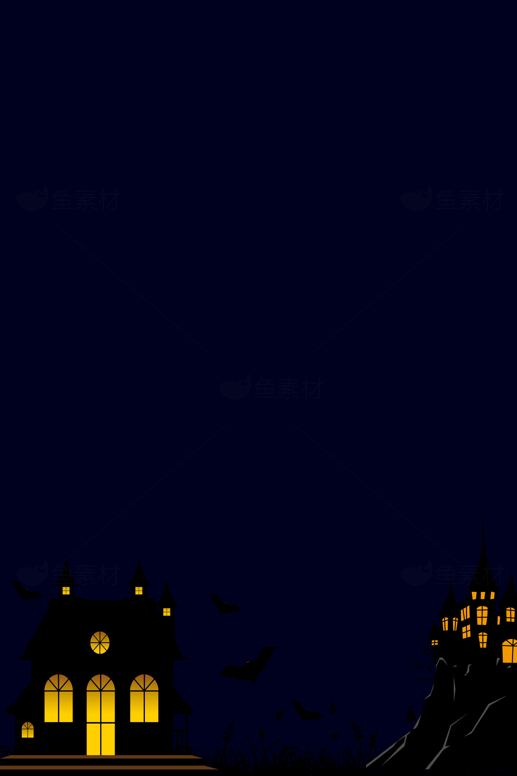 神秘城堡插画：万圣节之夜素材