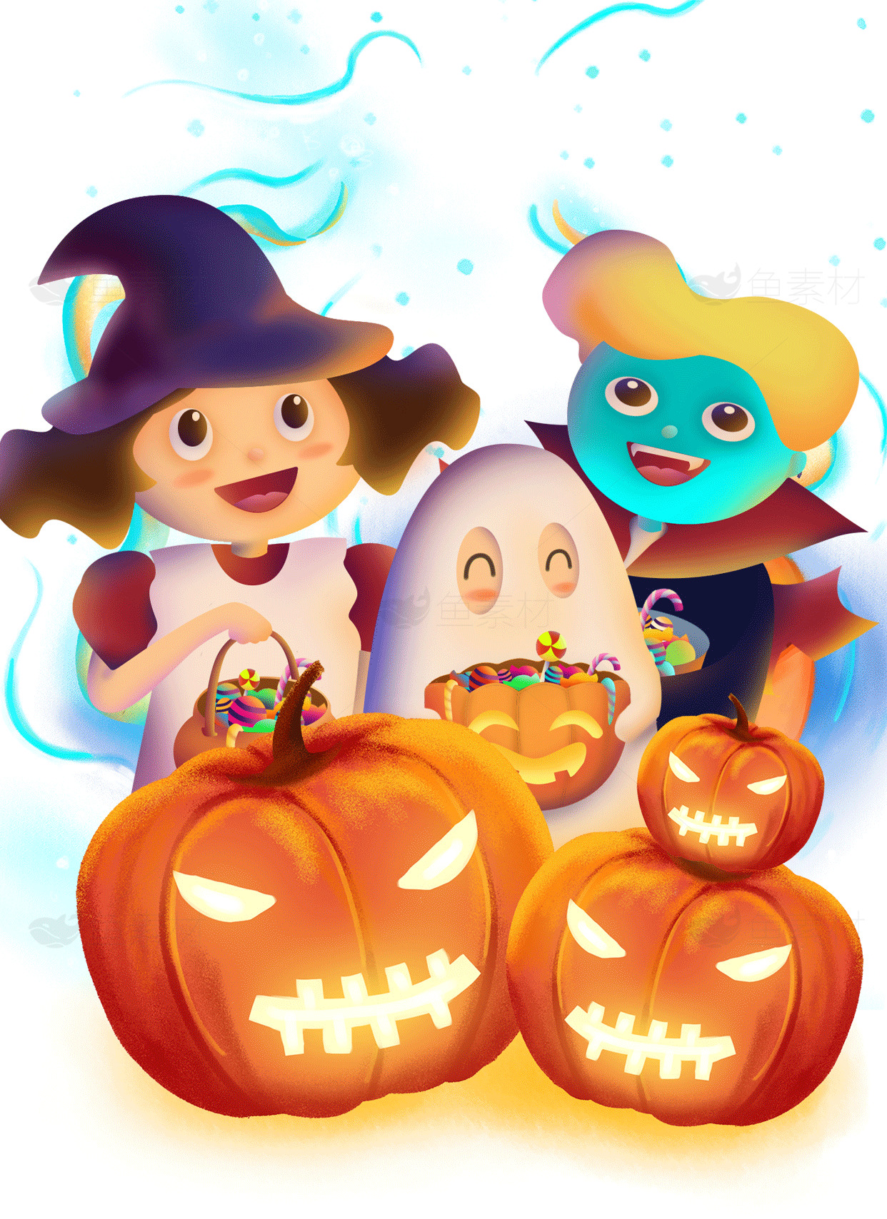 万圣节快乐儿童插画素材