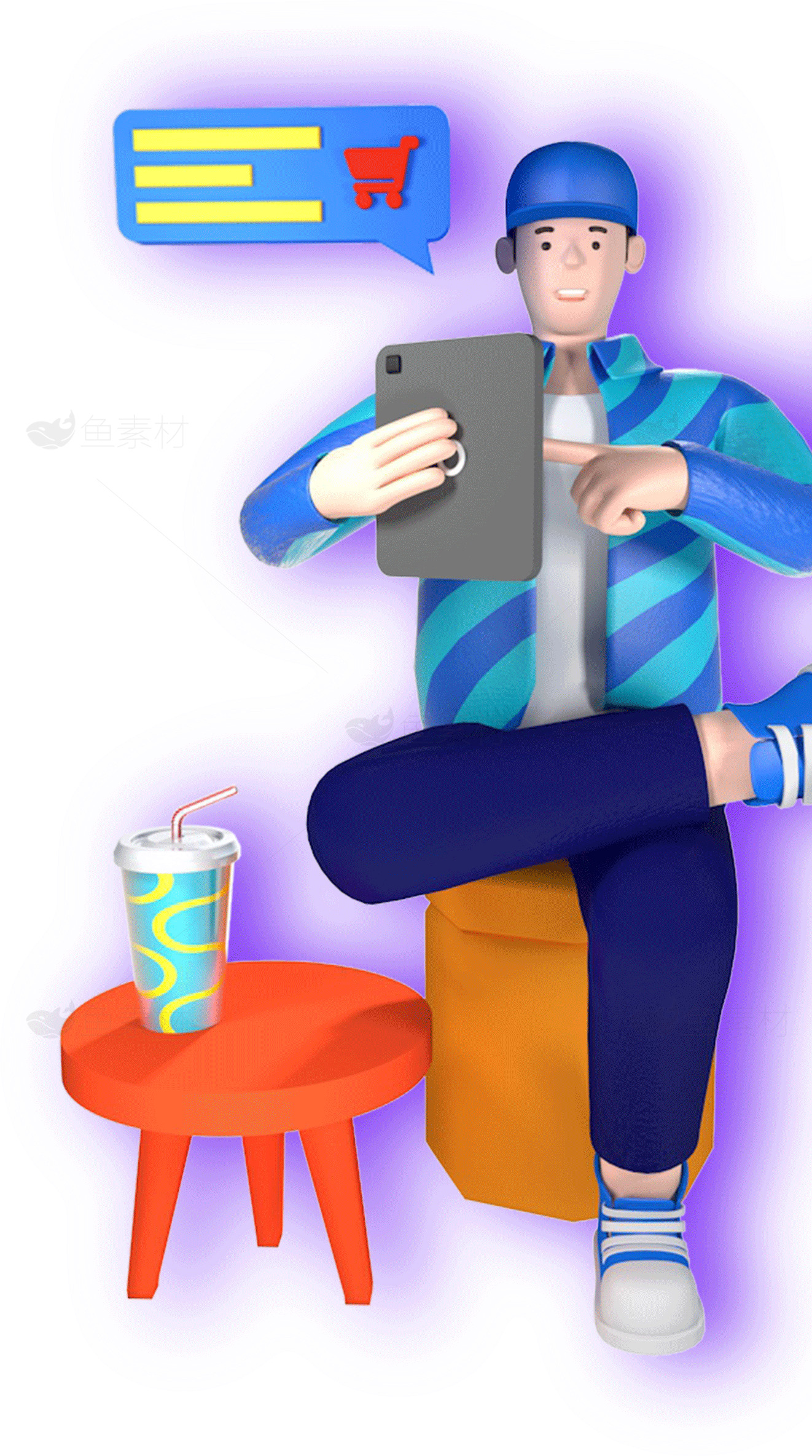 3D插画：在线购物与休闲生活素材