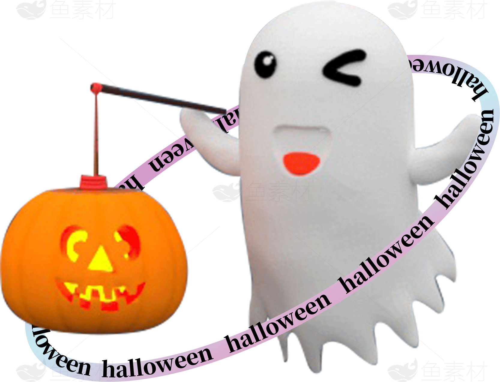 万圣节幽灵与南瓜灯插画素材