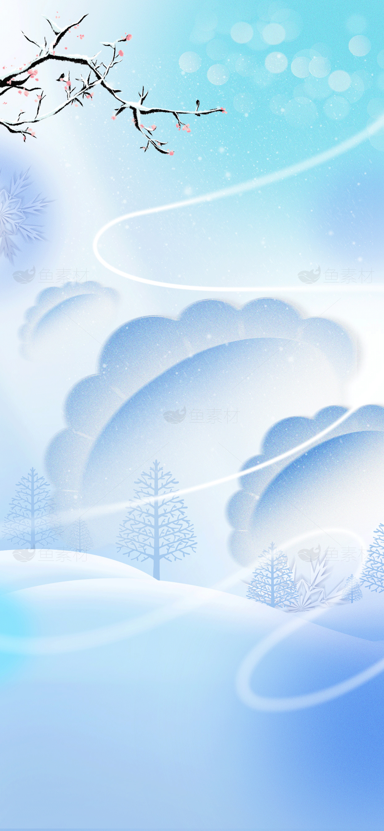 冬季雪景背景插画合集素材