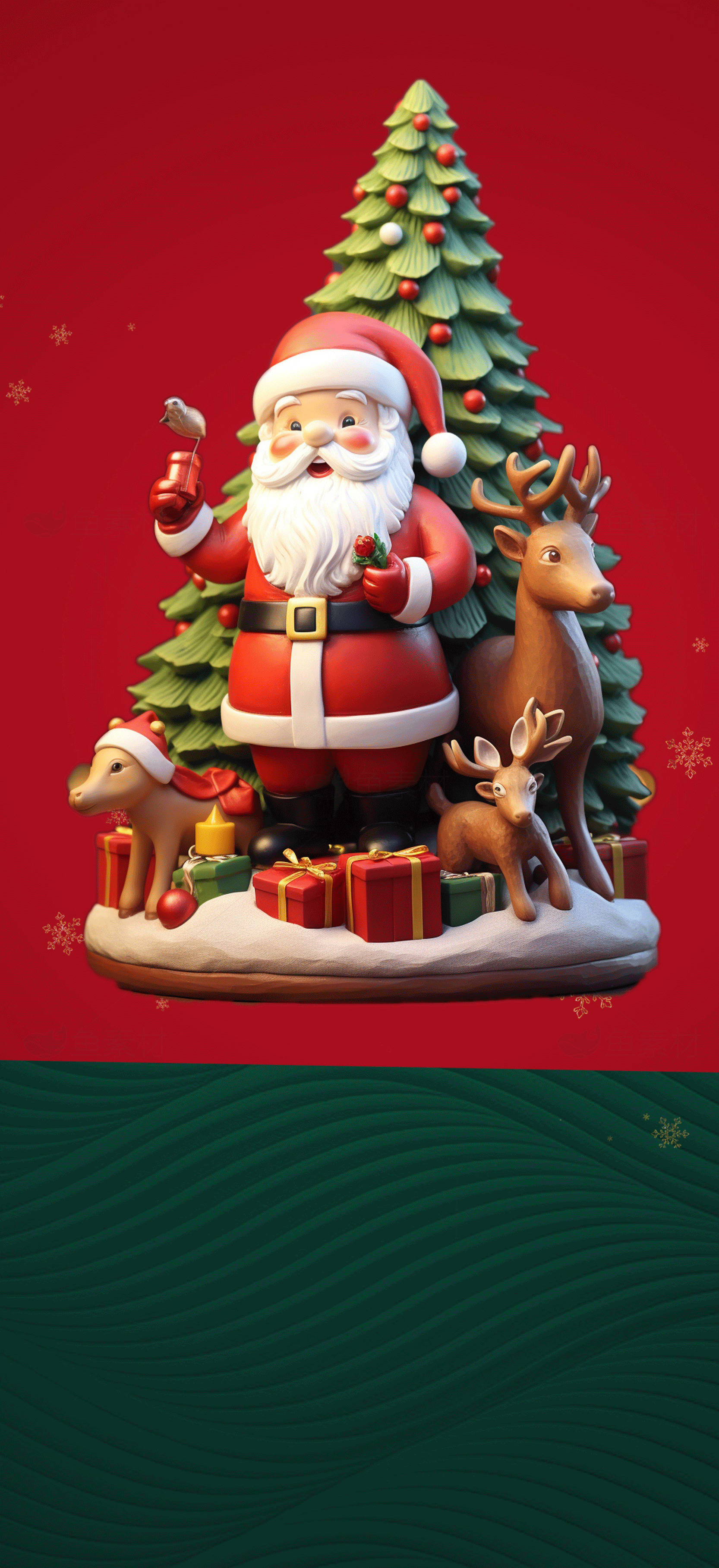 圣诞老人和驯鹿的节日装饰图片素材
