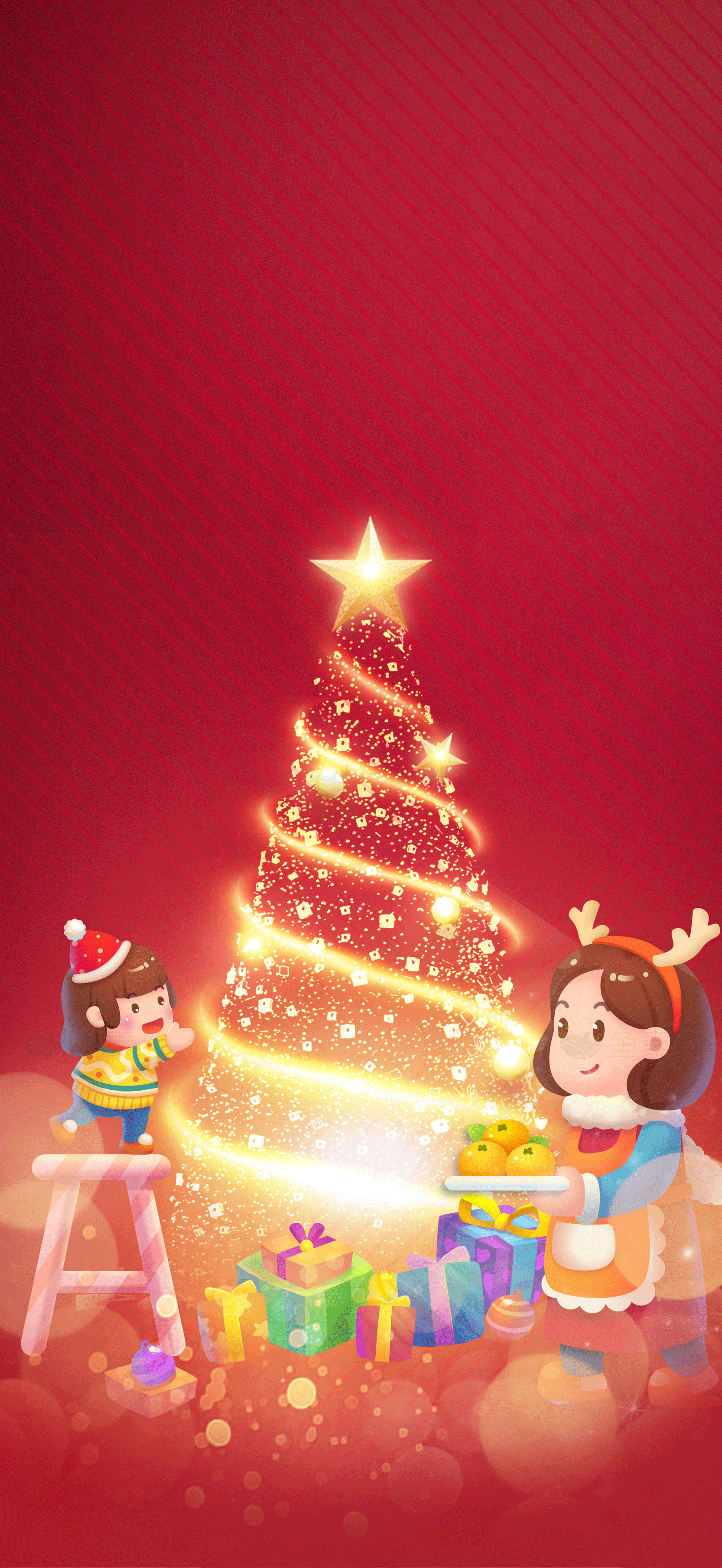 圣诞节快乐：温馨的家庭庆祝场景素材