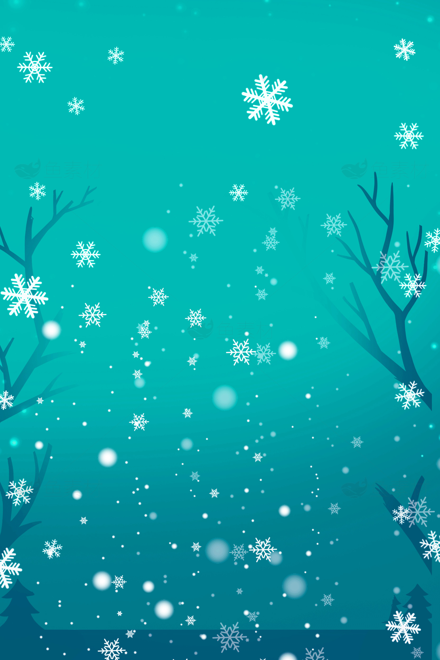 冬季雪景与雪花唯美高清背景图片素材