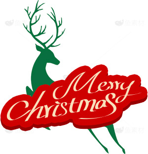 圣诞节驯鹿与红色Merry Christmas设计图片素材
