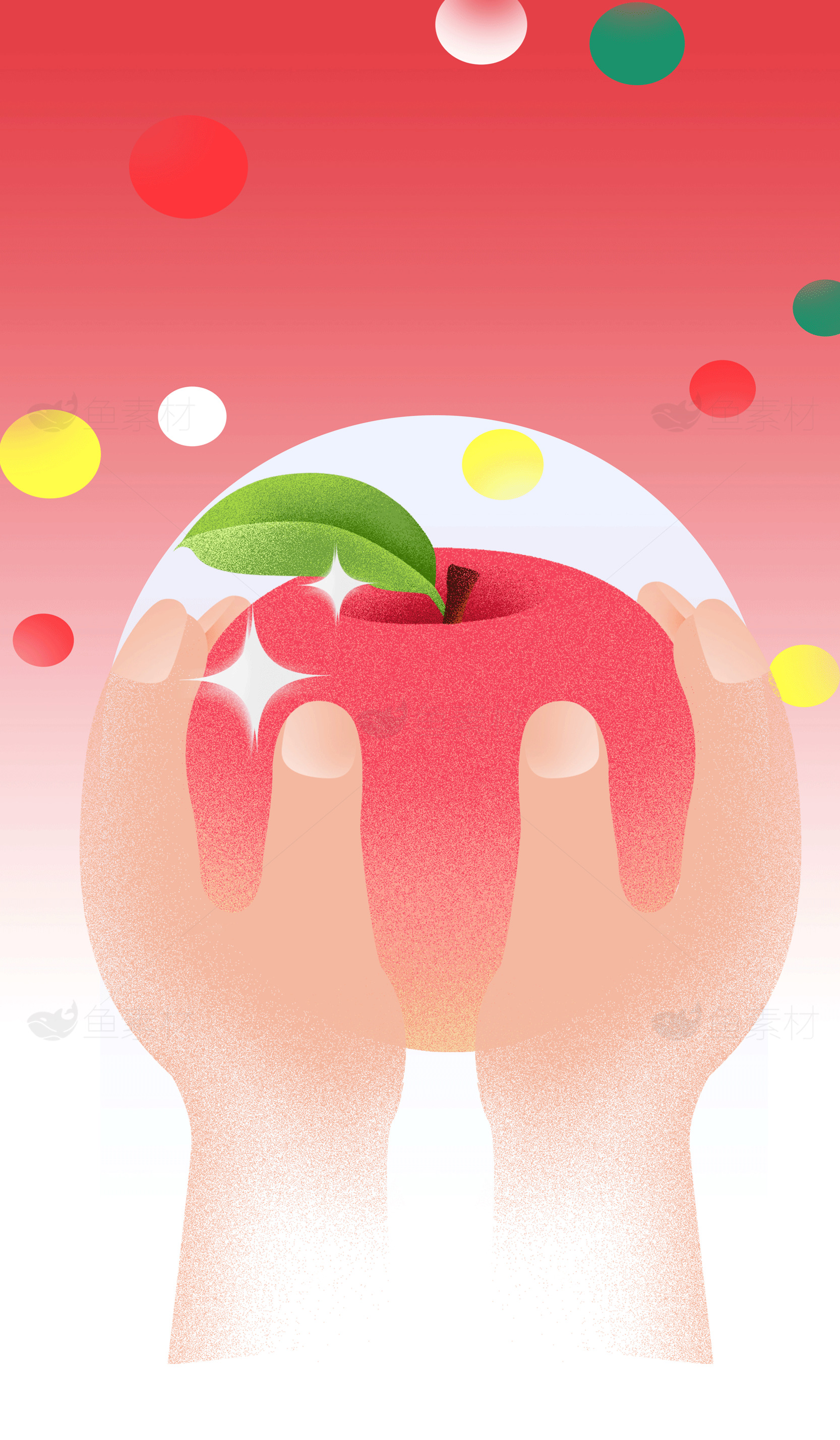 手捧苹果的插画图片素材