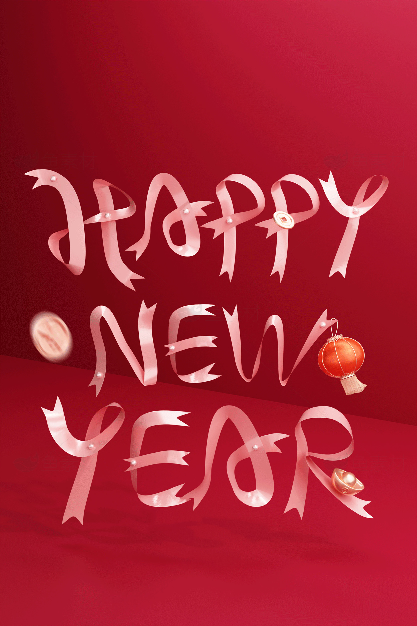 新年快乐红色背景图片素材