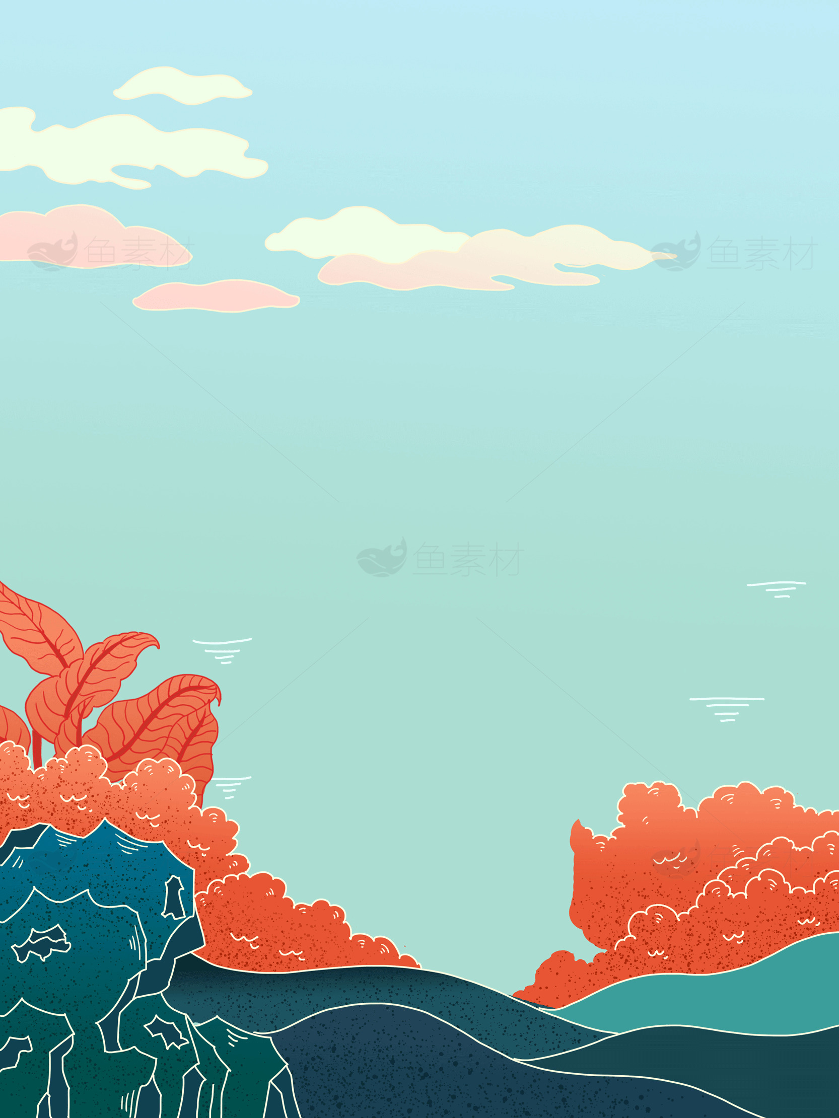 高质量自然景观插画背景图片素材