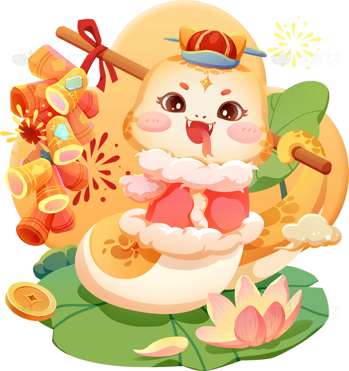 可爱蛇年新年插画素材