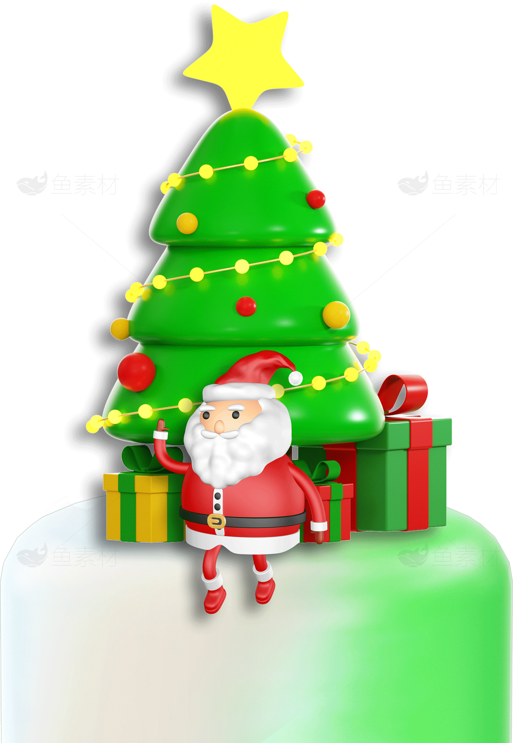 圣诞节装饰：圣诞老人和圣诞树的完美搭配素材