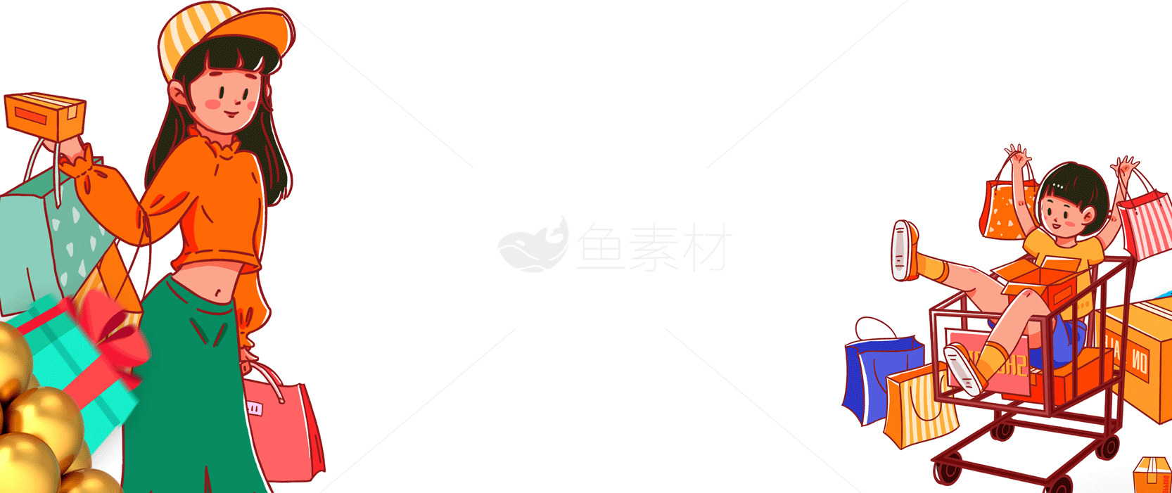 购物狂欢：满载而归的快乐时光素材