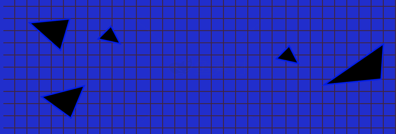 蓝色网格背景与黑色三角形图案素材