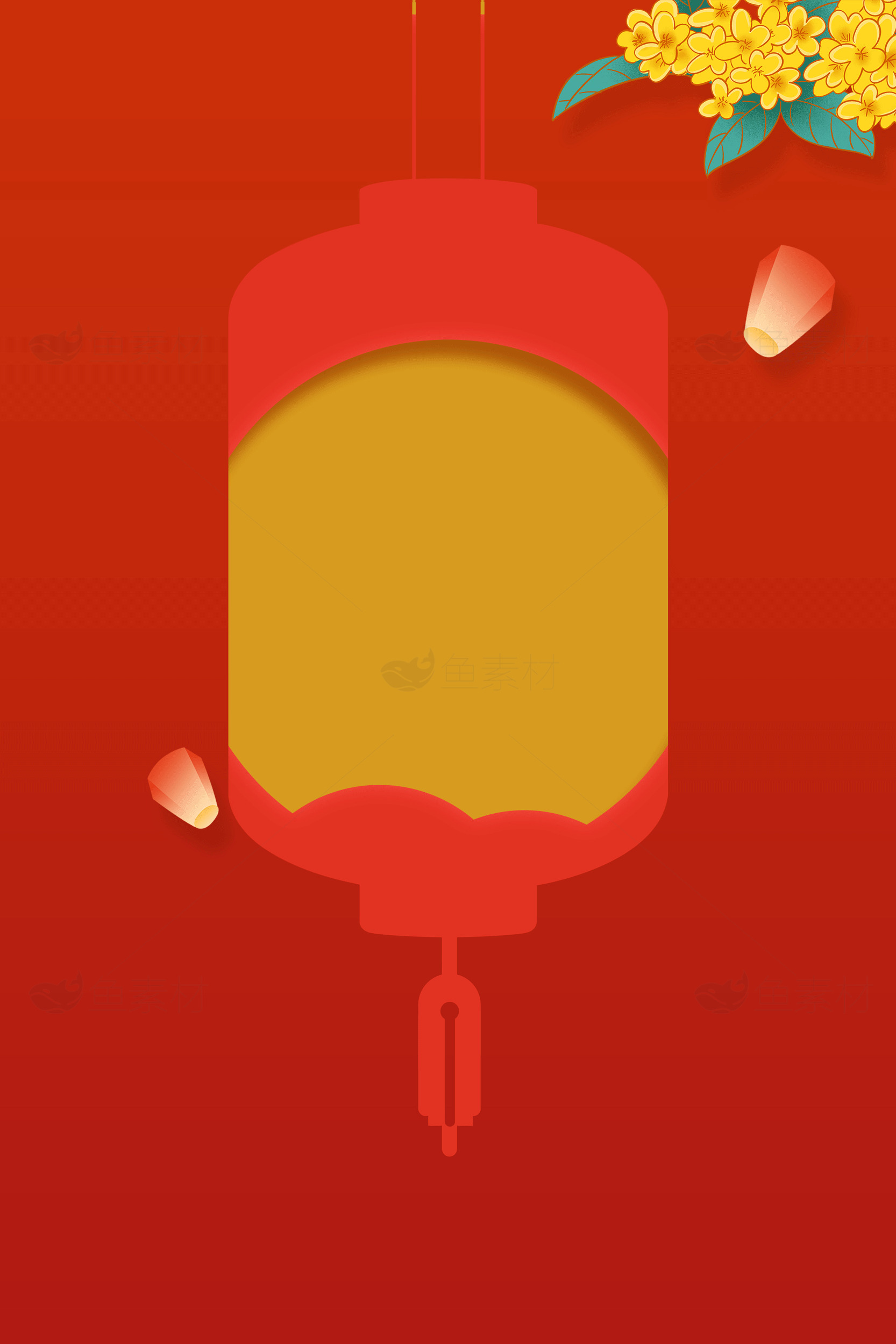 中秋红色灯笼插画素材设计