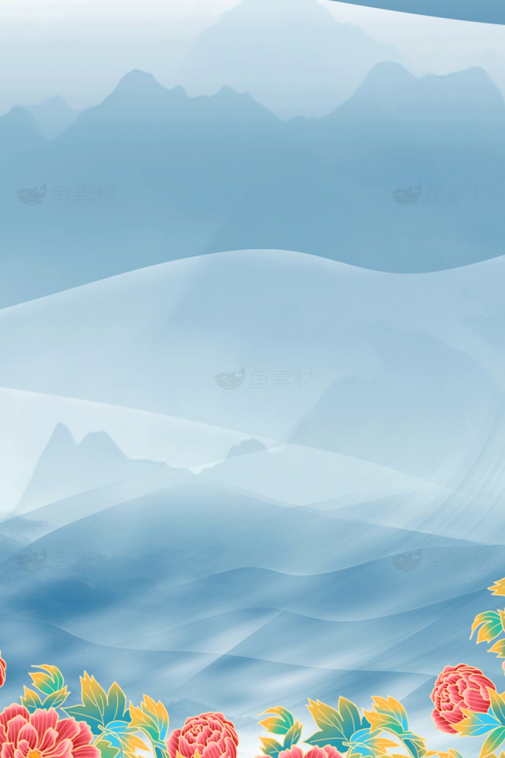 山水画唯美背景高清图片素材