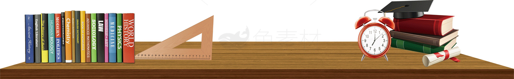 书桌上的学习用品和书籍素材