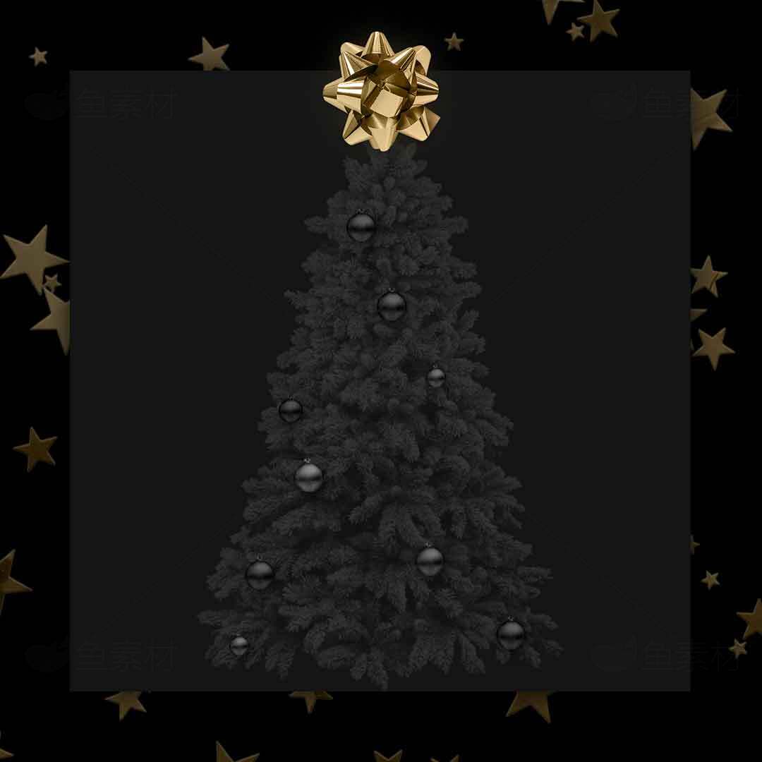 黑色圣诞树装饰创意图片素材