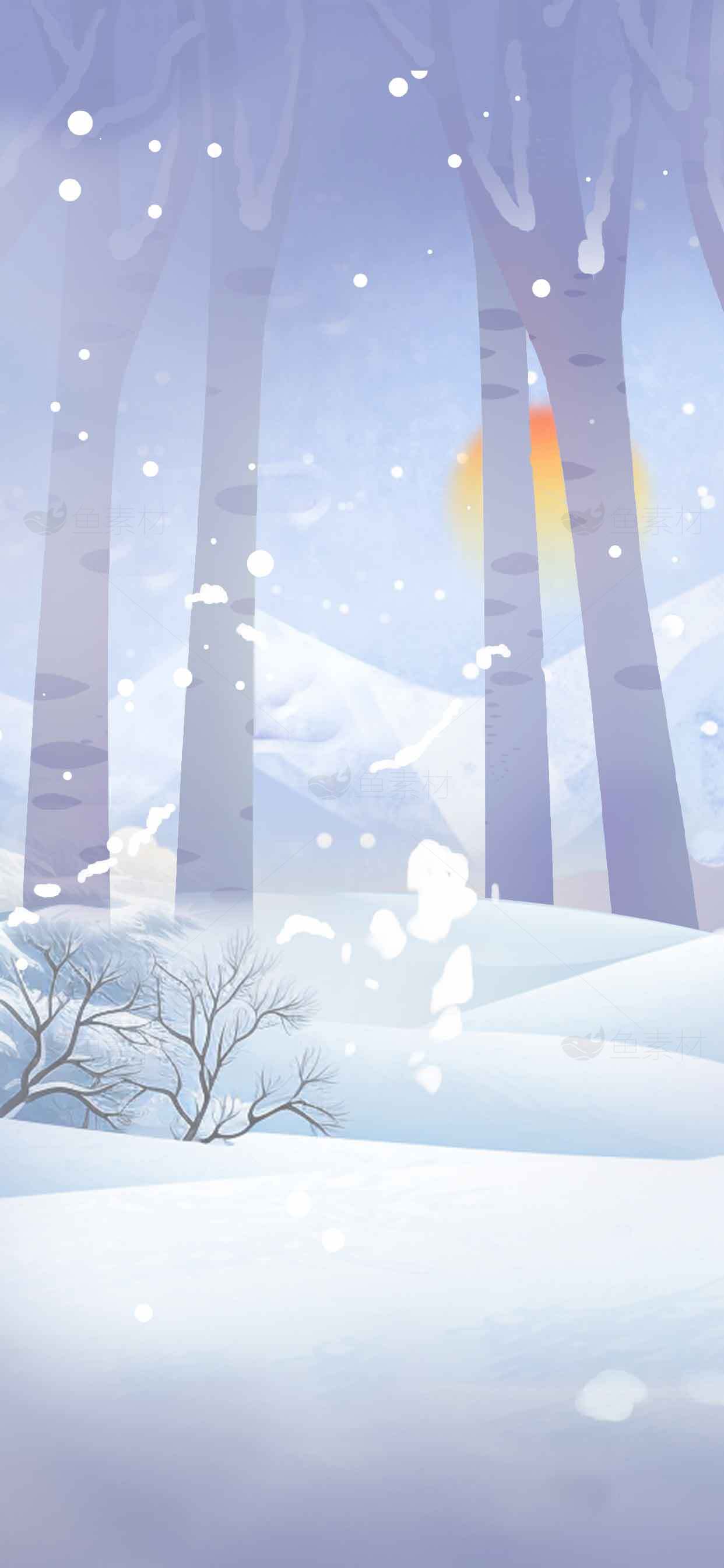 冬季雪景背景插画图片素材