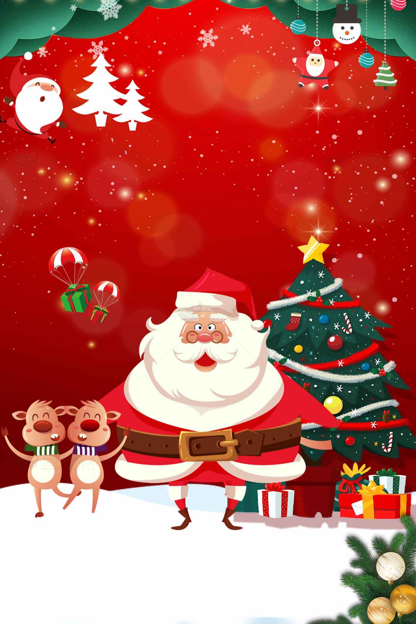 圣诞老人和驯鹿的节日庆典插画素材