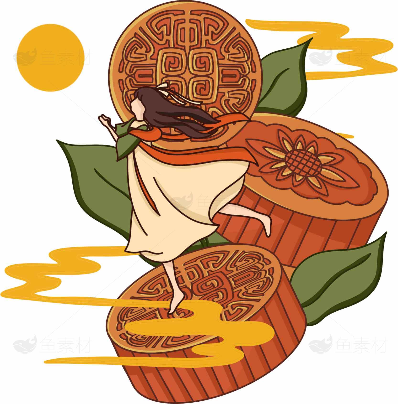 中秋节月饼插画设计素材