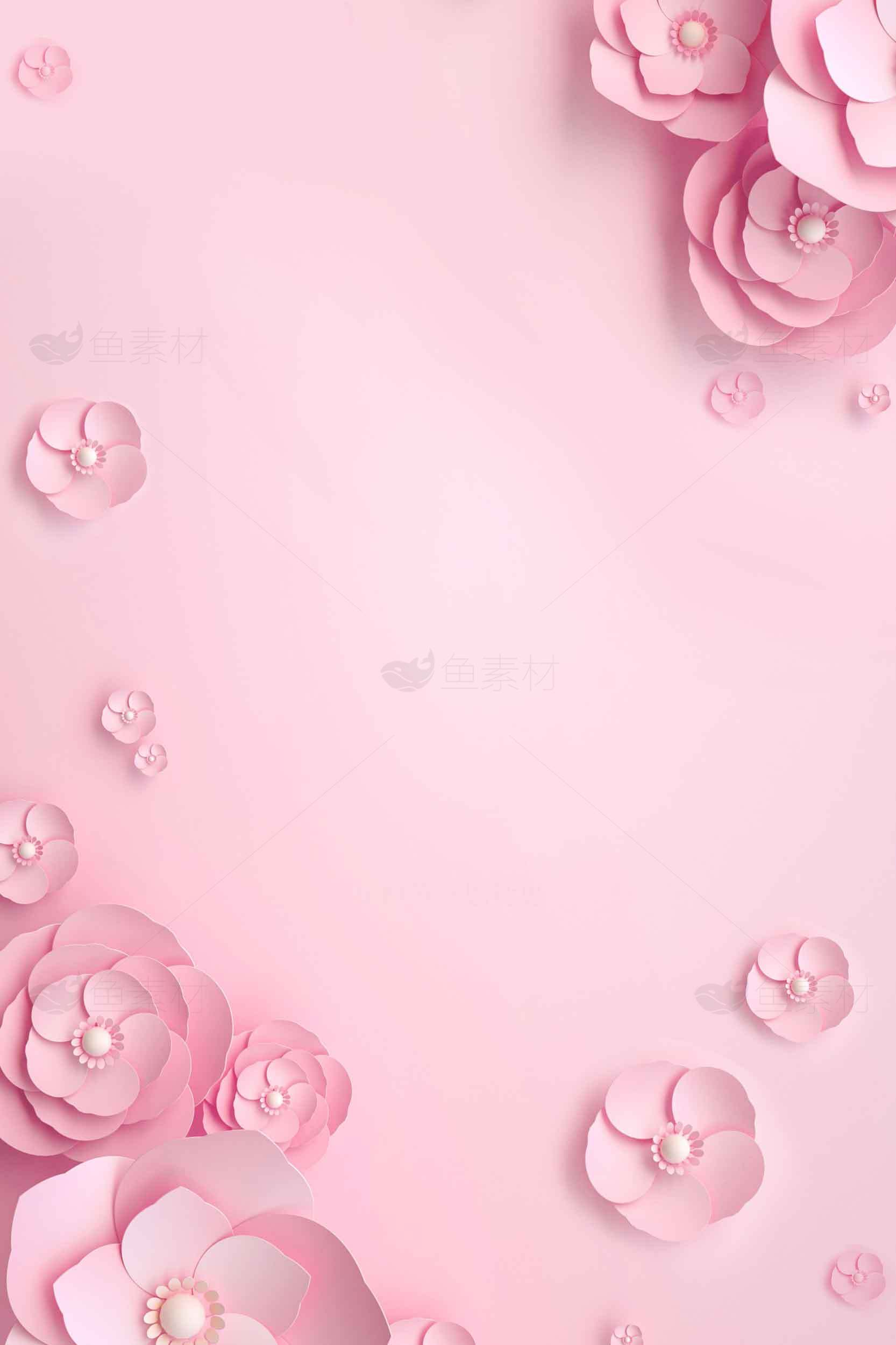 粉色纸艺花背景图片唯美设计素材