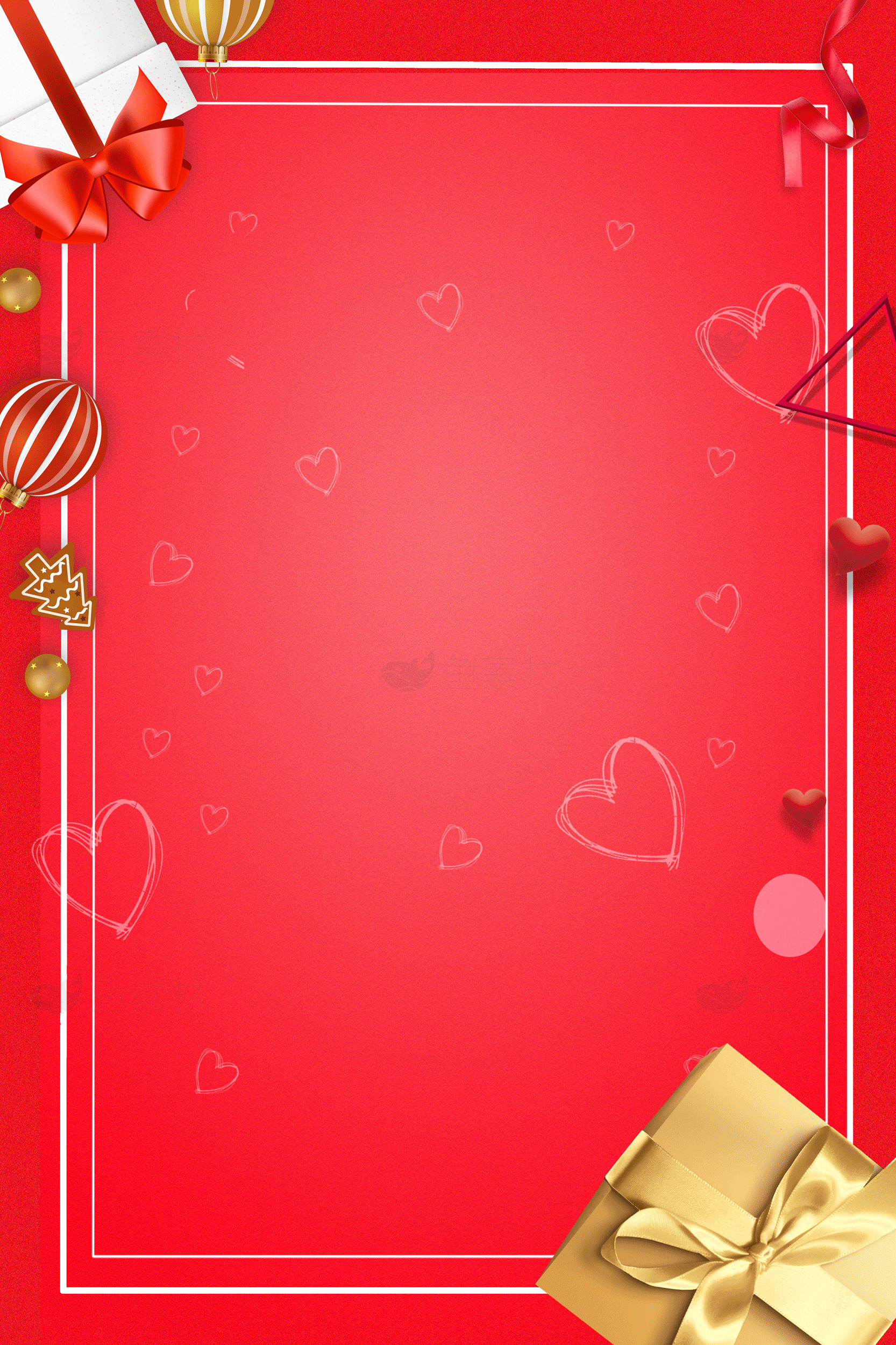 红色礼物边框背景图片素材