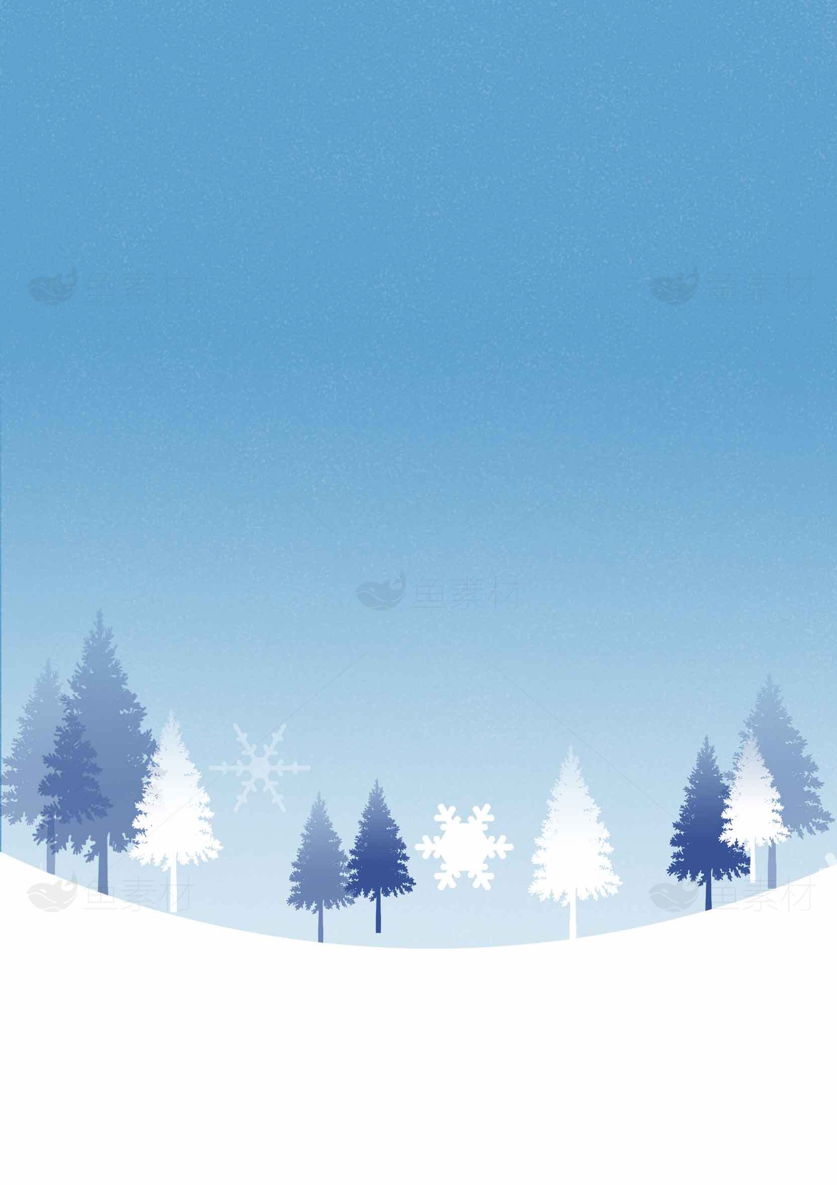 冬季雪景蓝白渐变背景图片素材
