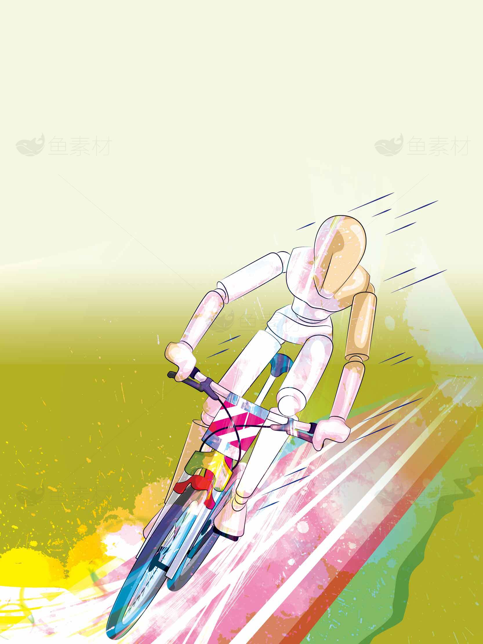 卡通风格骑车人物插画设计素材