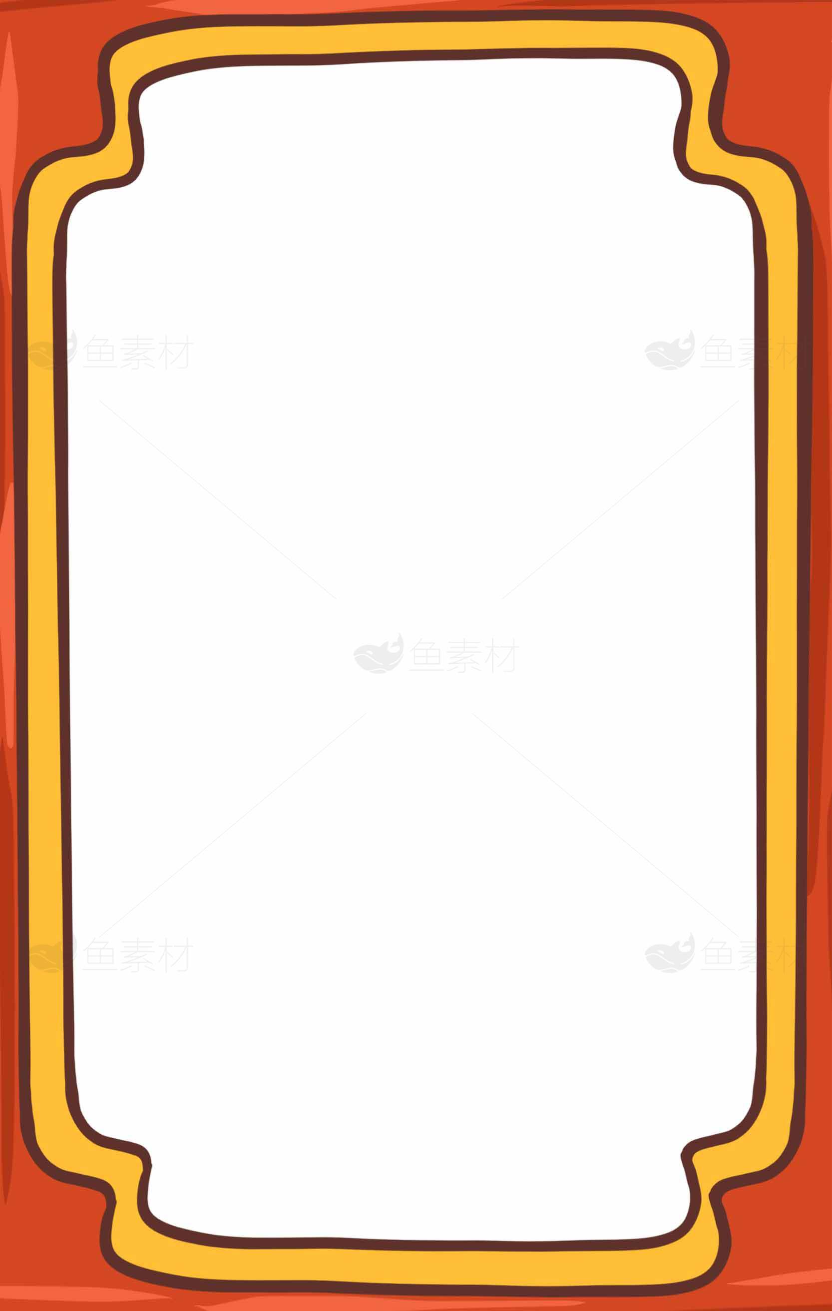 红色边框卡通风格背景图片素材