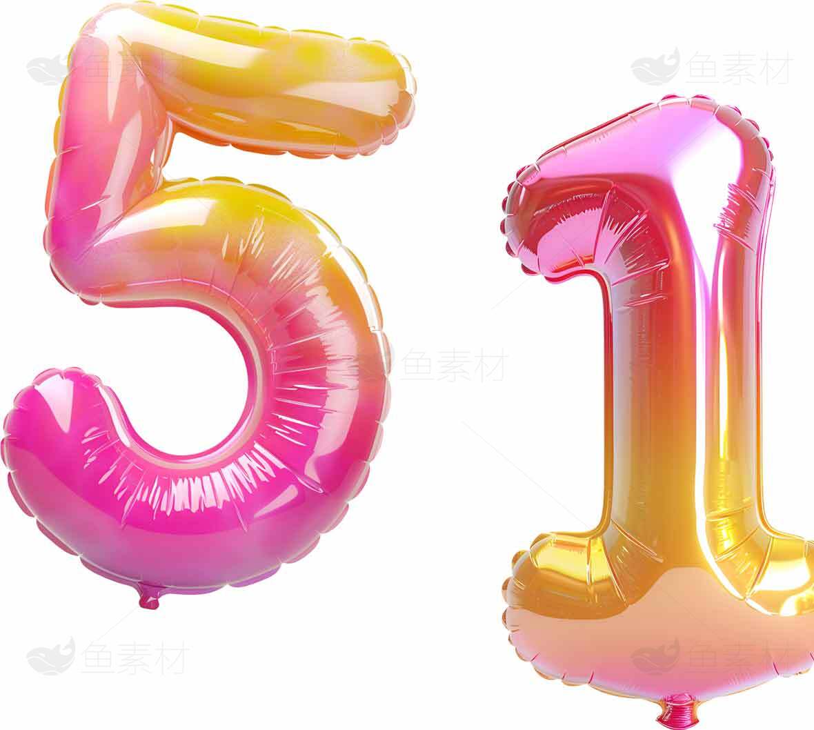 彩色数字气球51装饰素材