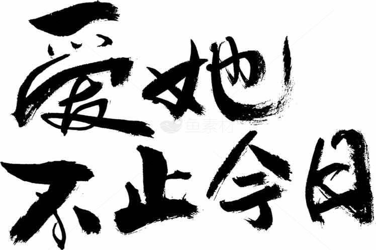 爱她不止今日书法艺术图片素材