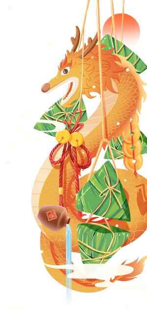 端午节龙舟与粽子主题插画设计