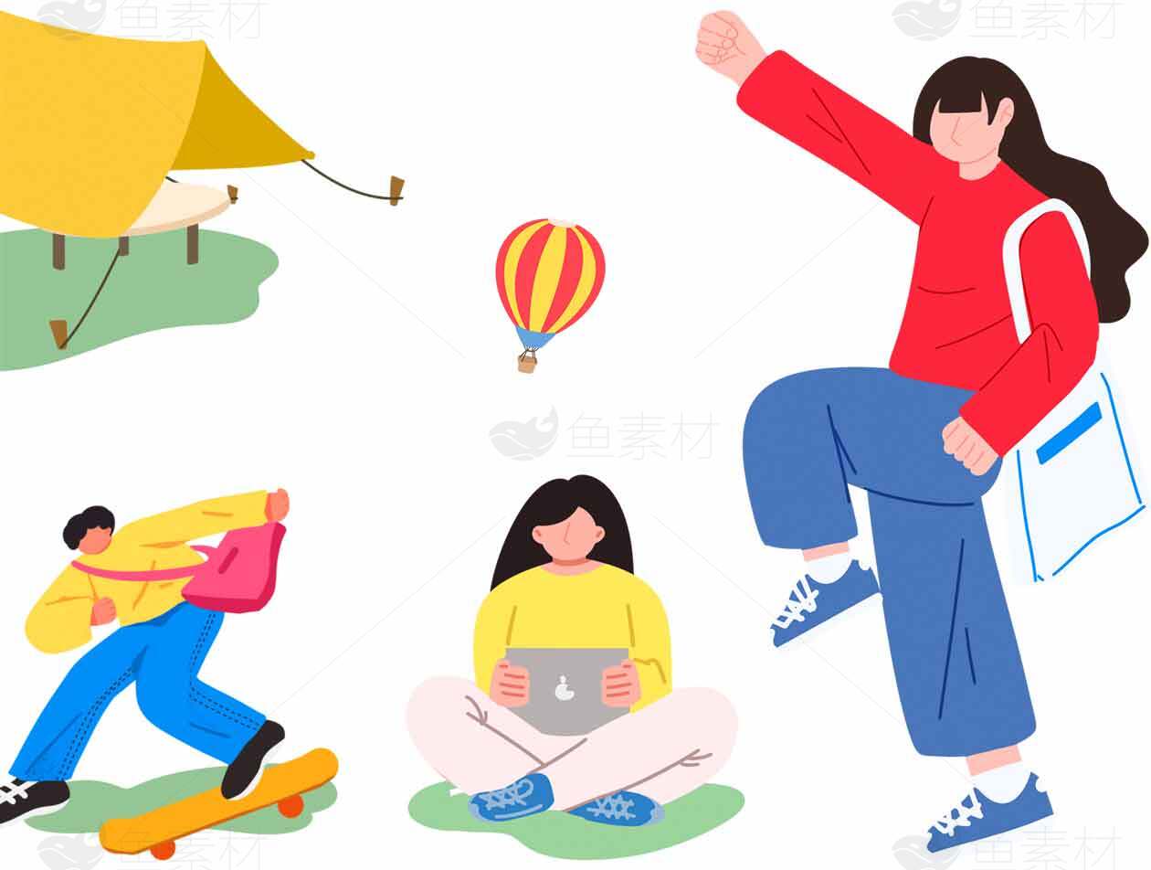 年轻人户外活动插画设计素材
