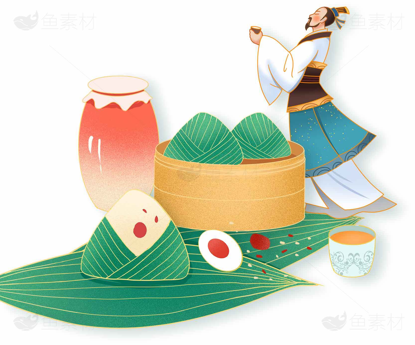 端午节美食文化与传统插画合集素材