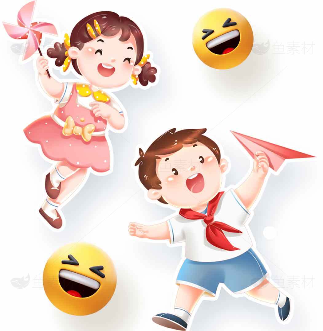 儿童欢乐卡通插画图片素材