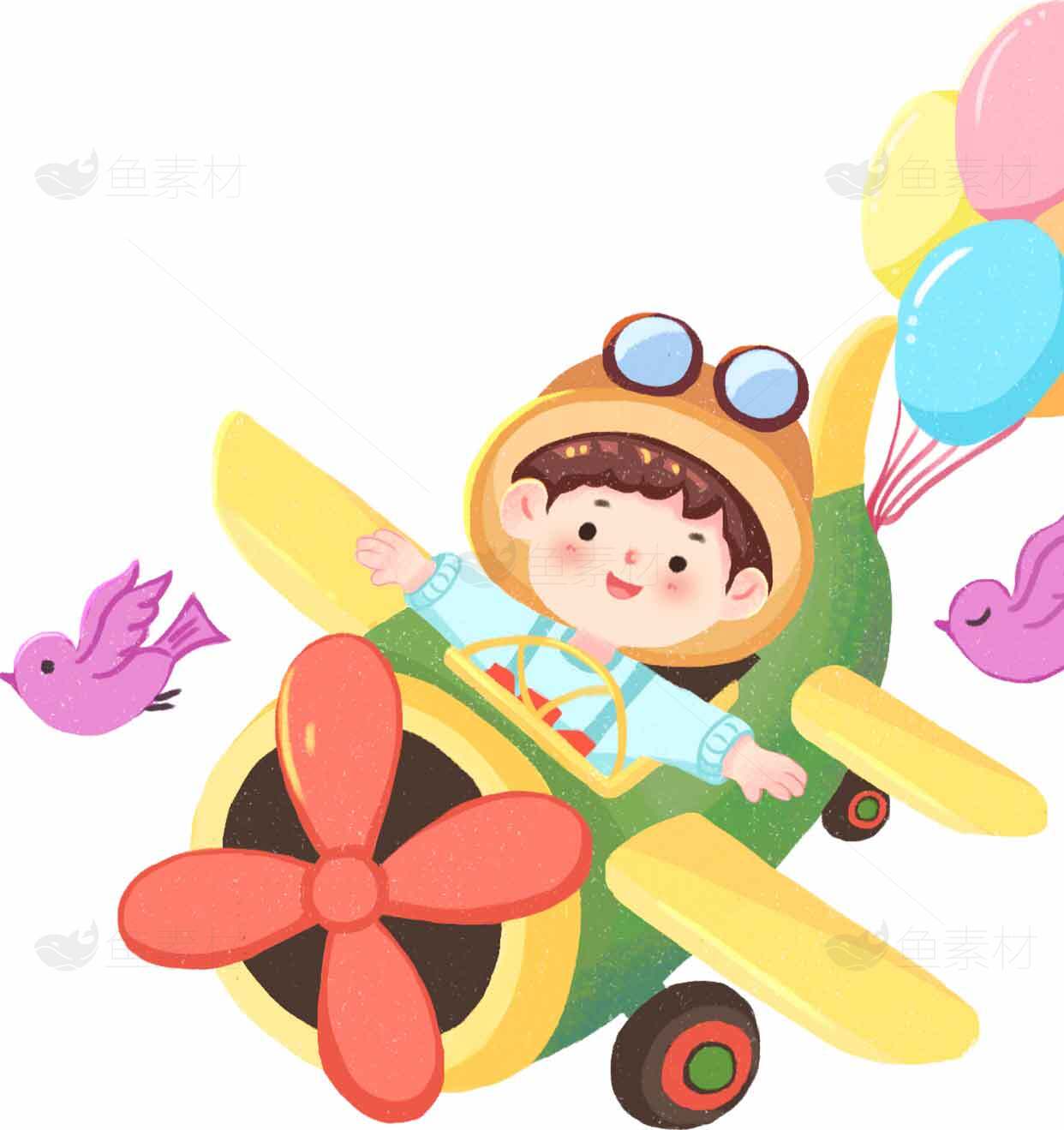 儿童卡通飞机插画素材图片