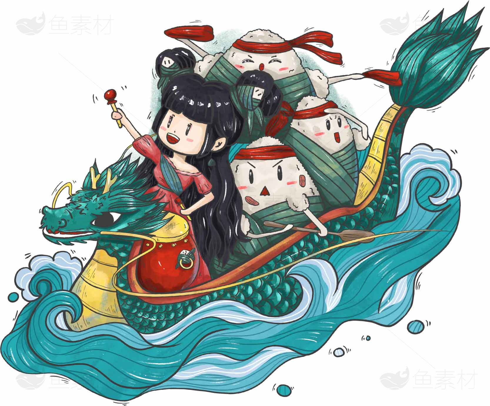 端午节龙舟主题插画设计素材