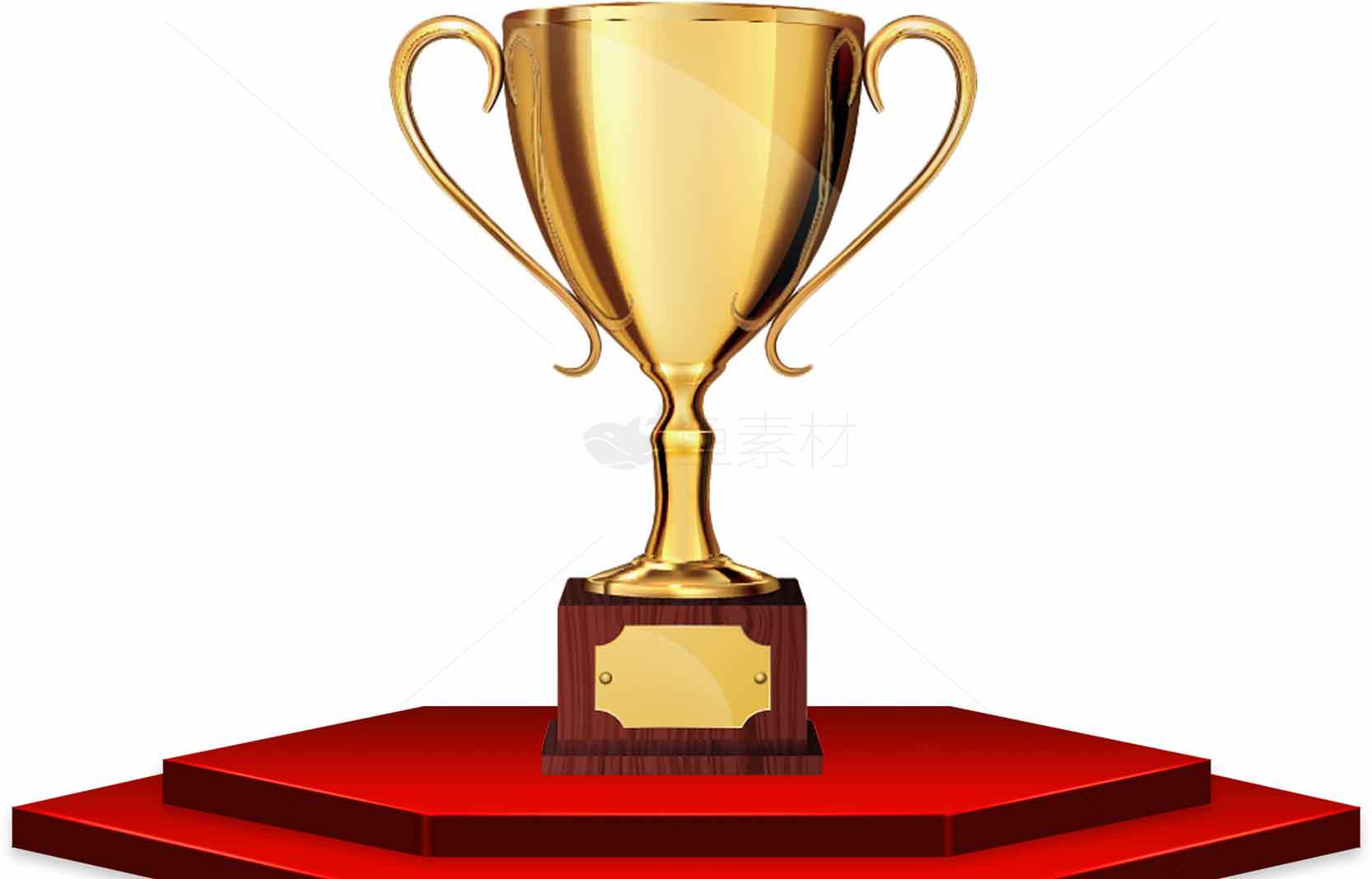 金色奖杯与红色底座的荣耀象征素材