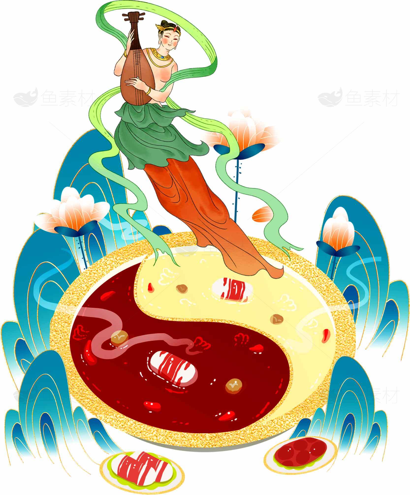 中国传统文化中的太极与飞天艺术融合素材