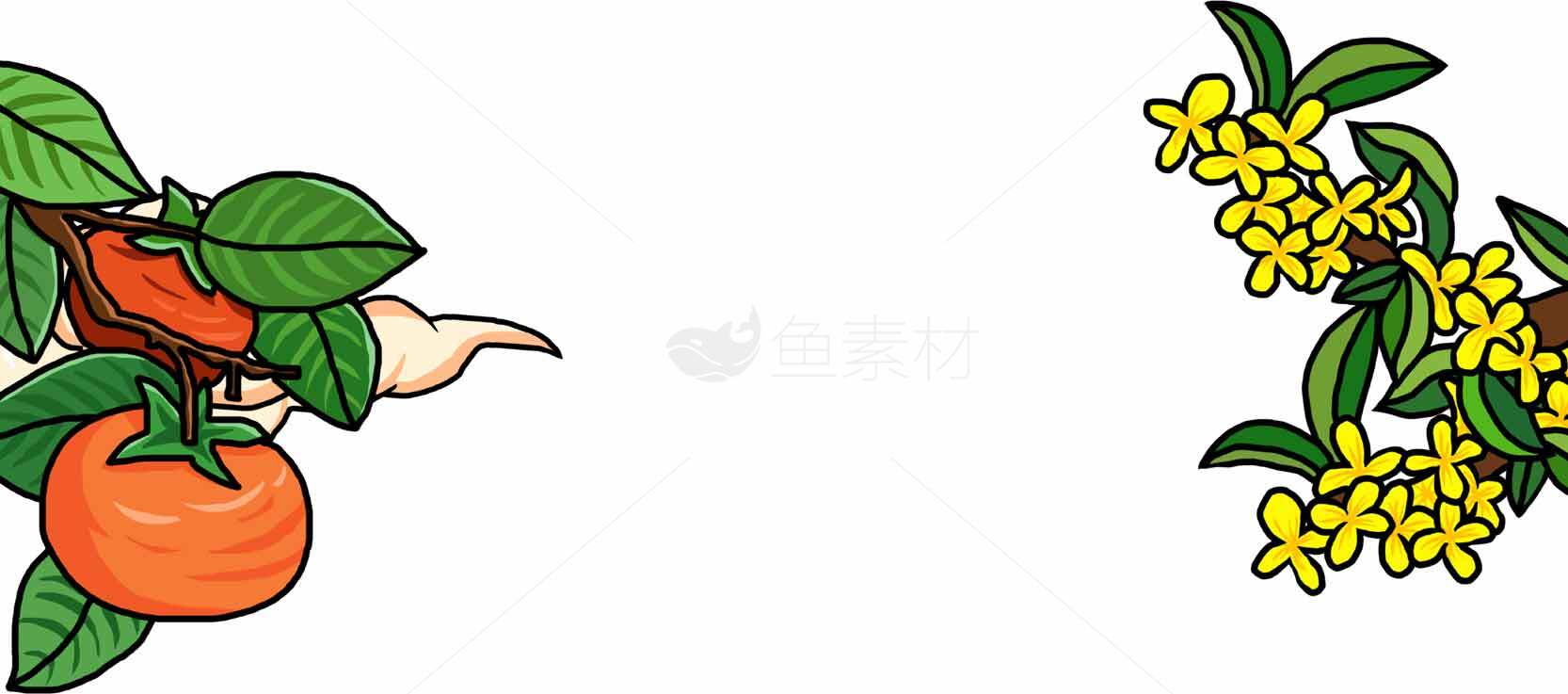柿子与桂花插画设计图片素材
