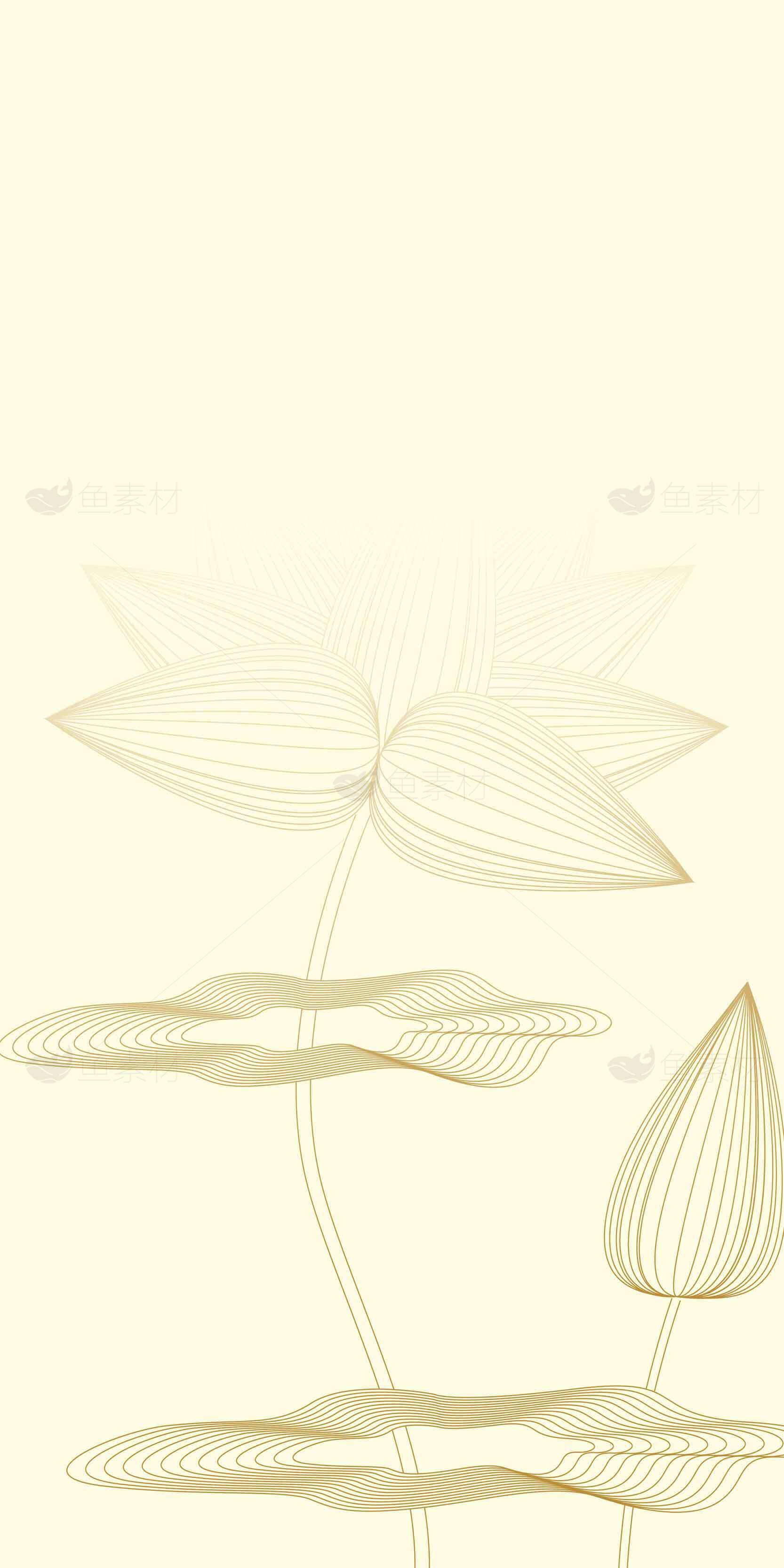 简约线条荷花背景图片素材