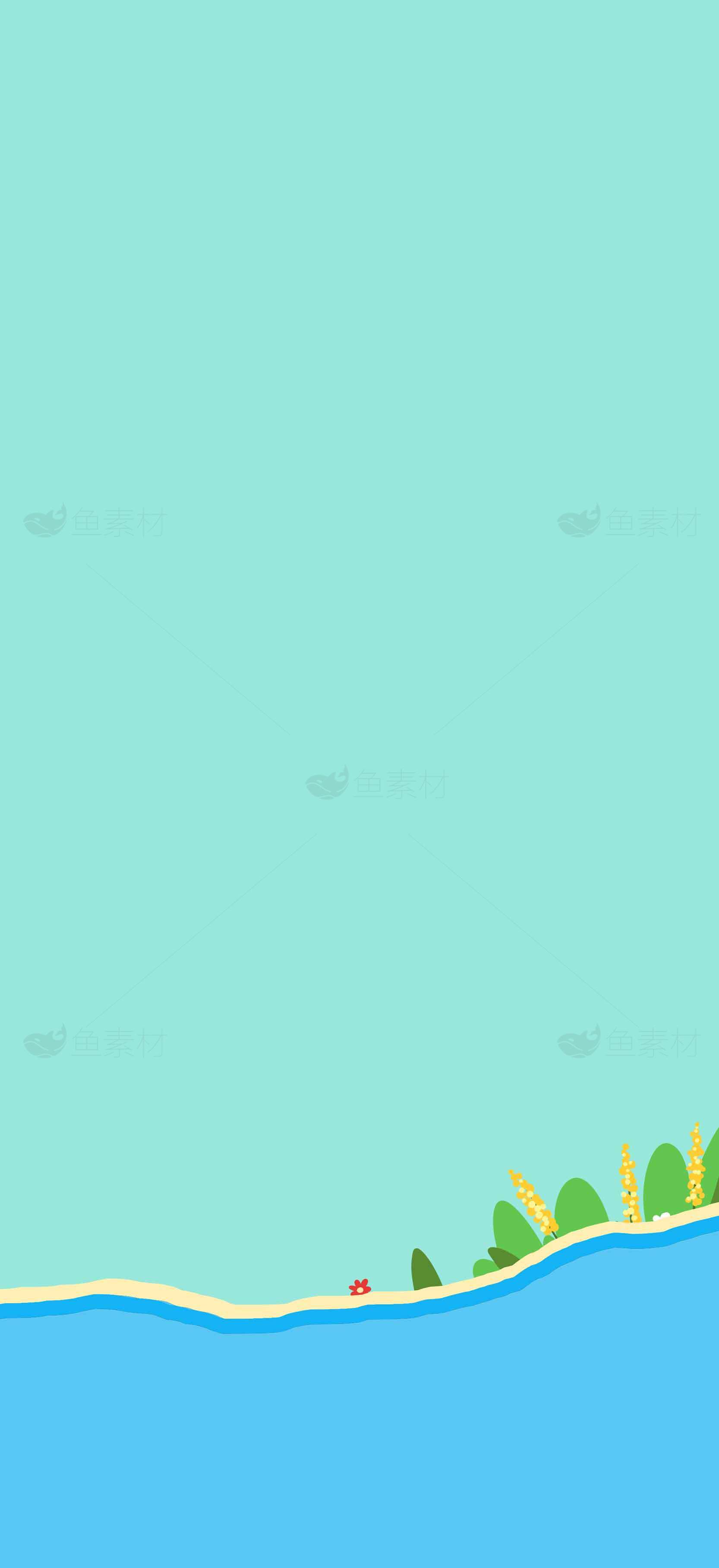 简约风格海岸线插画背景图片素材
