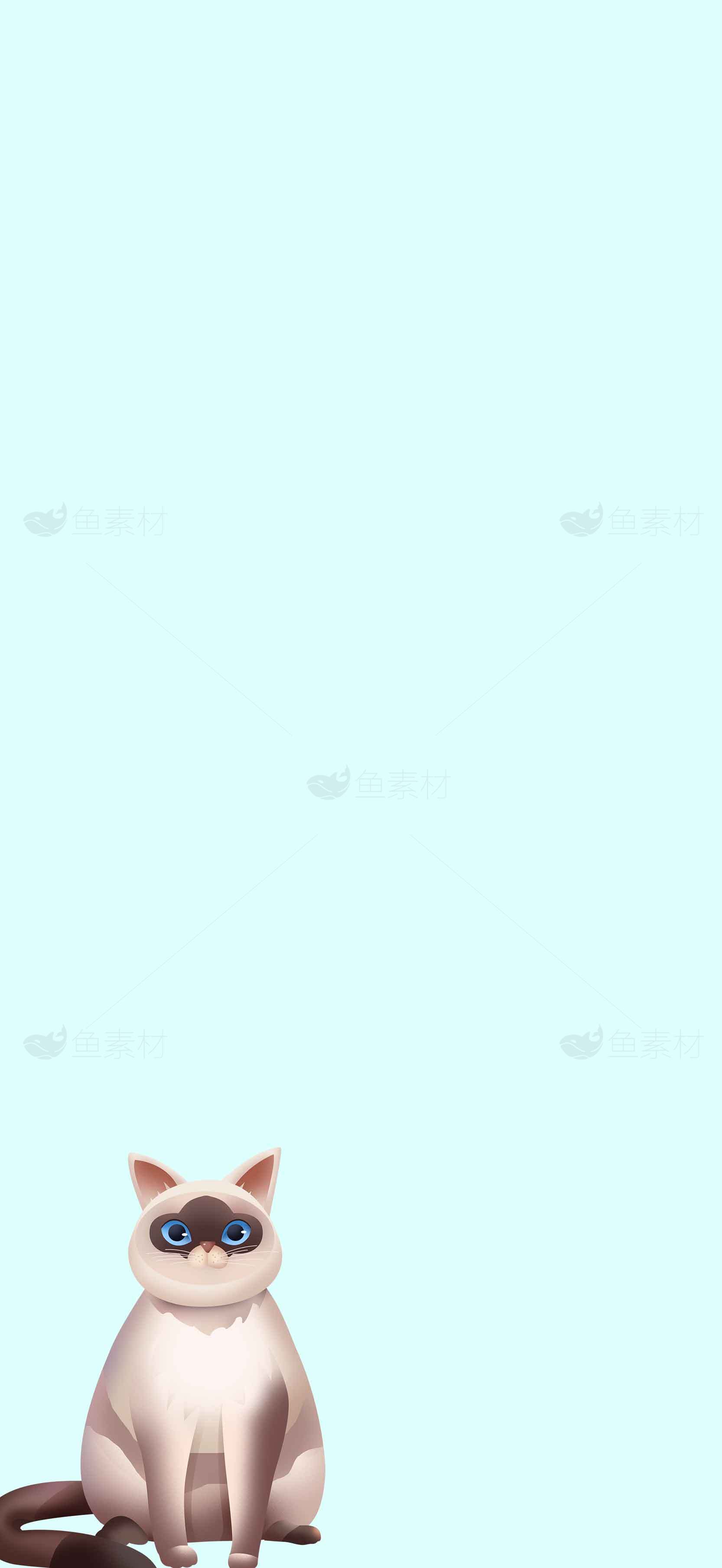 可爱暹罗猫插画背景图片素材