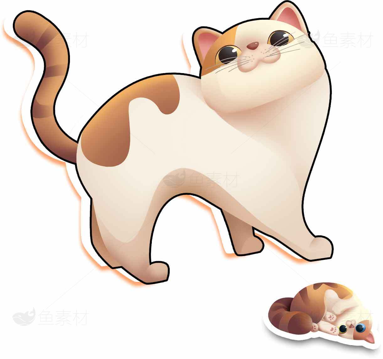 可爱卡通猫咪插画设计素材