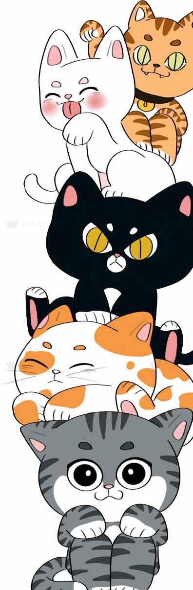 可爱卡通猫咪插画堆叠设计图片素材