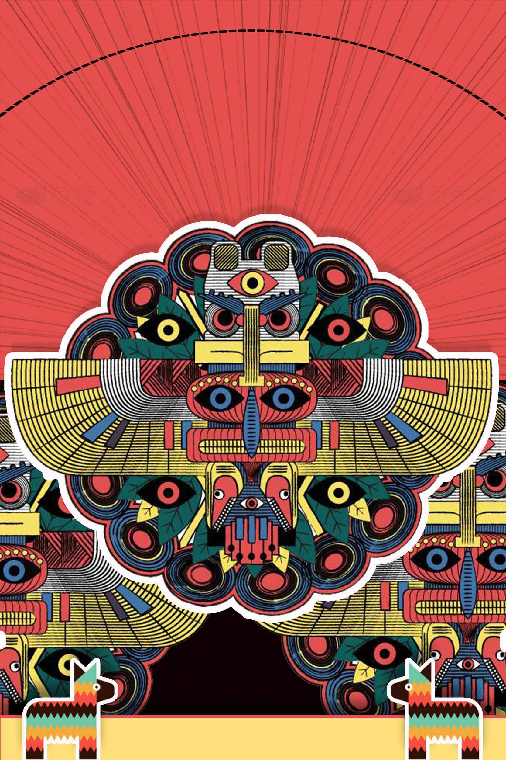 抽象艺术风格的红色背景图案设计素材